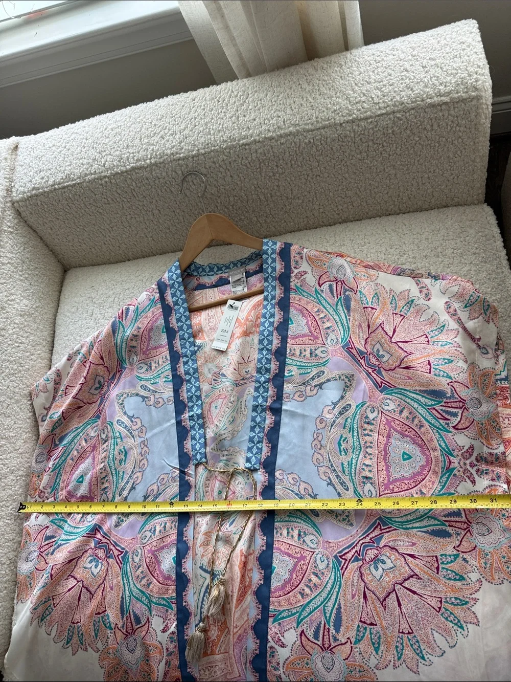 Chico's Silk Multi-Color Paisley Open Front Kimono Size M NWT